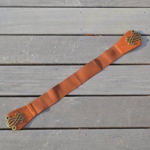 brown stretchy belt with gold clasp
